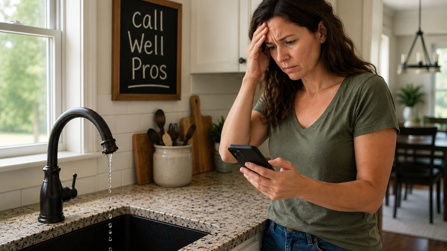 Homeowner experiencing a no-water emergency before calling for well service.